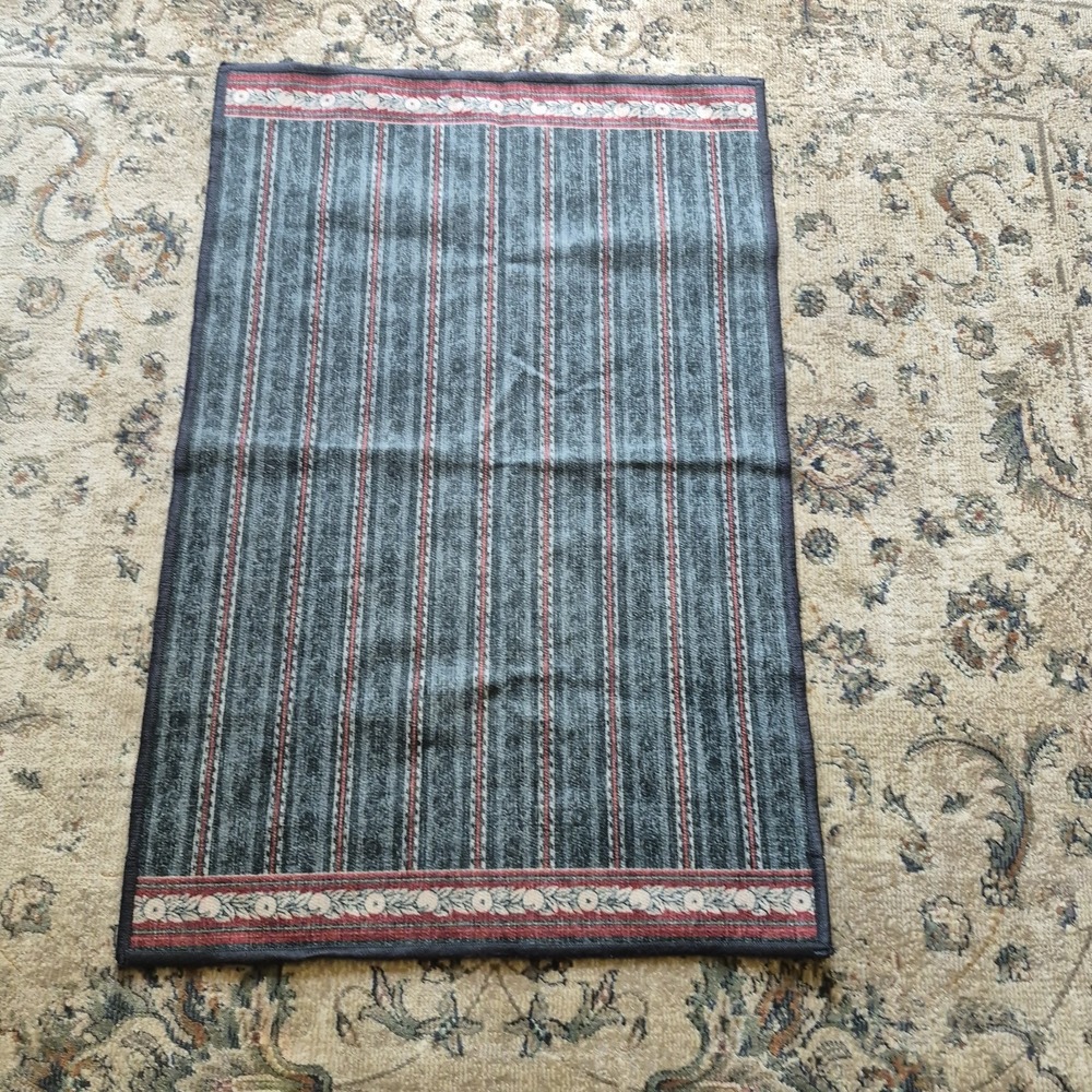 Ruggable Entryway/Dormat Floral Stripe Blue Green Flatwoven Rug 2x3